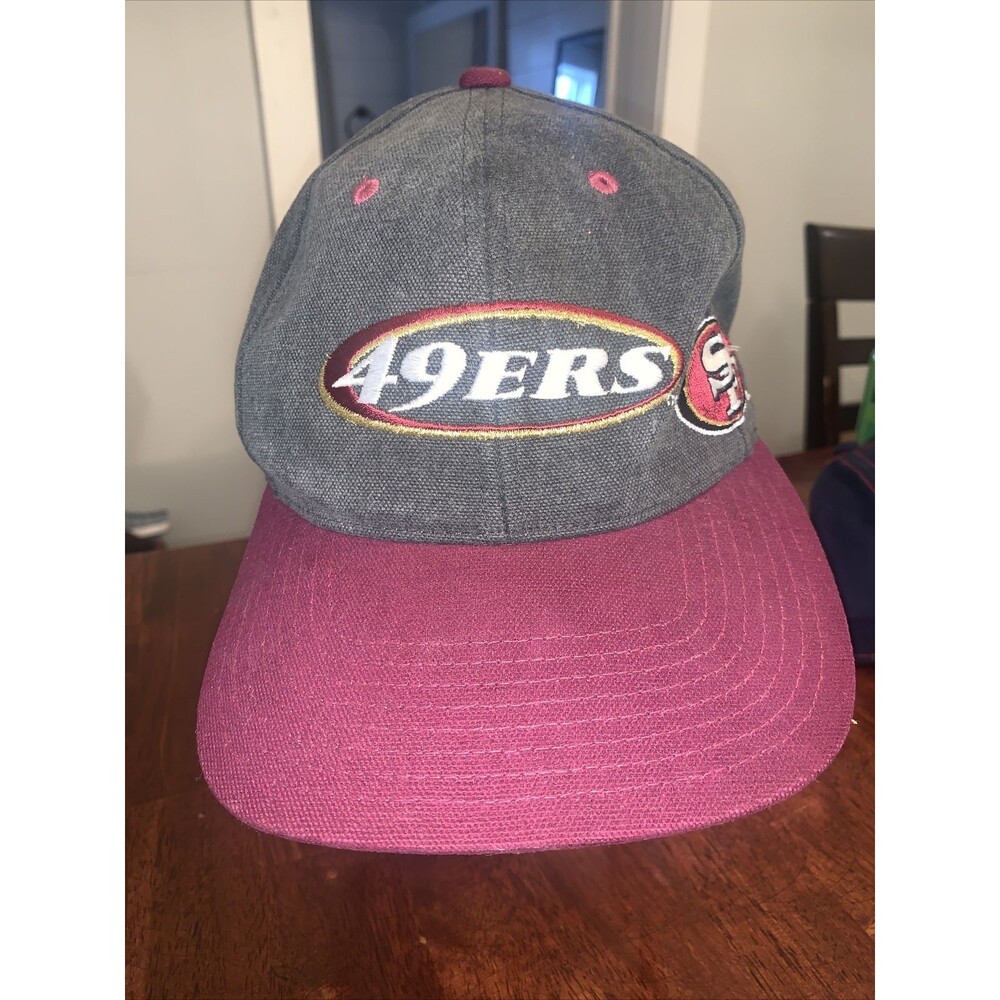 San Francisco 49ers Hat Eastport Grey Burgundy Adjustable Strapback VTG NFL Cap